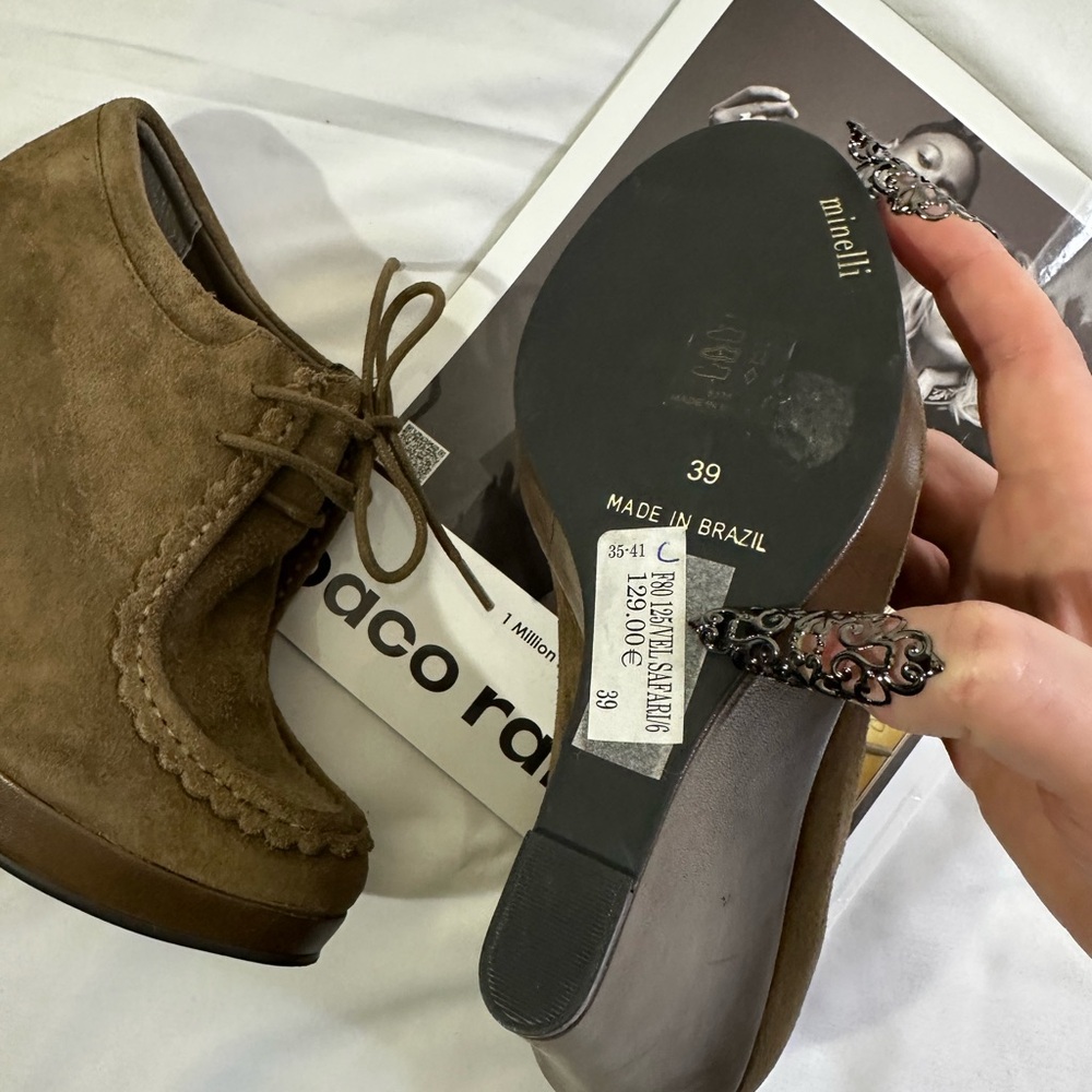 Minelli Tan Suede Wedge Shoes - Picture 5 of 16